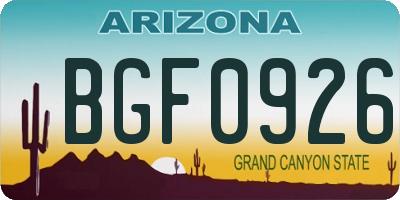 AZ license plate BGF0926
