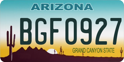 AZ license plate BGF0927