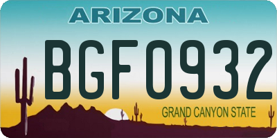 AZ license plate BGF0932