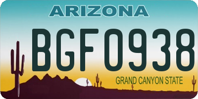 AZ license plate BGF0938