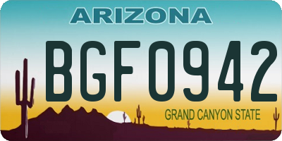 AZ license plate BGF0942