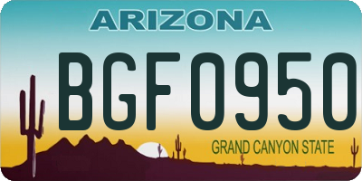 AZ license plate BGF0950