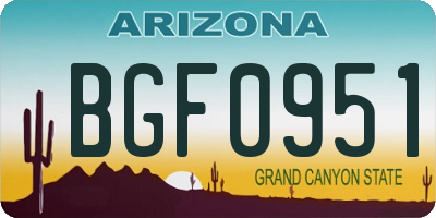 AZ license plate BGF0951