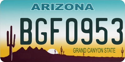 AZ license plate BGF0953