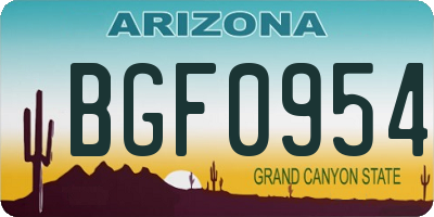 AZ license plate BGF0954