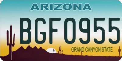 AZ license plate BGF0955