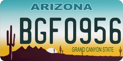 AZ license plate BGF0956