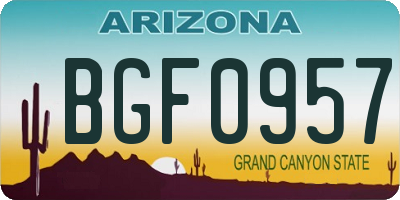 AZ license plate BGF0957