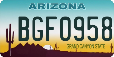 AZ license plate BGF0958