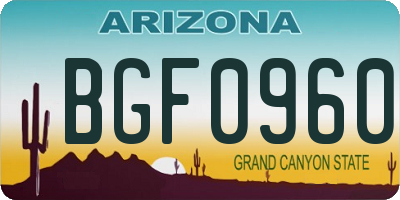 AZ license plate BGF0960
