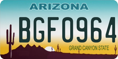 AZ license plate BGF0964