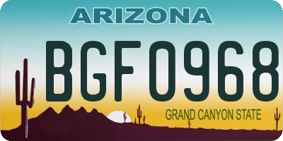 AZ license plate BGF0968