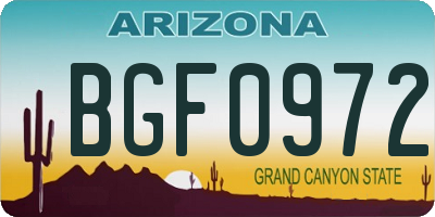 AZ license plate BGF0972