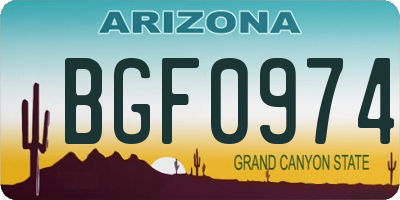 AZ license plate BGF0974