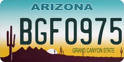 AZ license plate BGF0975