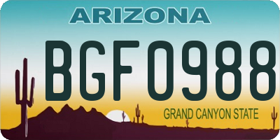 AZ license plate BGF0988