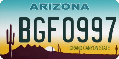 AZ license plate BGF0997