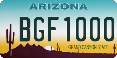AZ license plate BGF1000