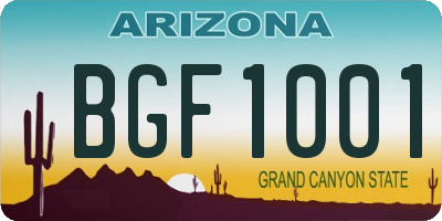 AZ license plate BGF1001