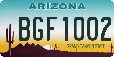 AZ license plate BGF1002