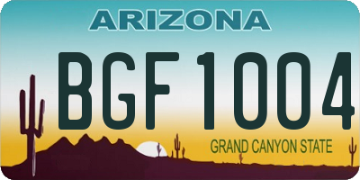 AZ license plate BGF1004