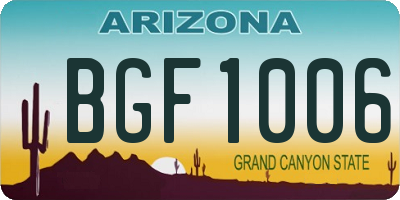 AZ license plate BGF1006