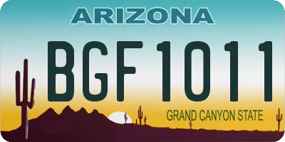 AZ license plate BGF1011