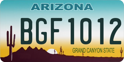 AZ license plate BGF1012