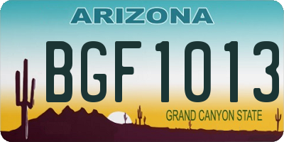 AZ license plate BGF1013