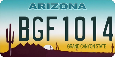 AZ license plate BGF1014