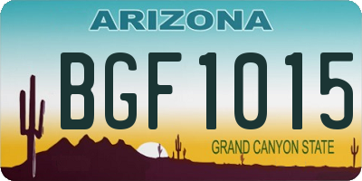 AZ license plate BGF1015