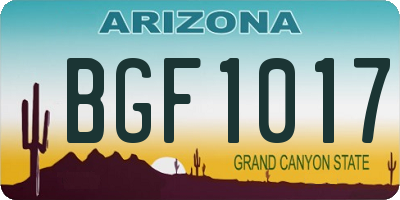 AZ license plate BGF1017