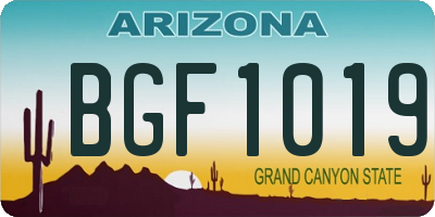 AZ license plate BGF1019