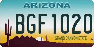 AZ license plate BGF1020