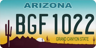 AZ license plate BGF1022