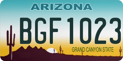 AZ license plate BGF1023