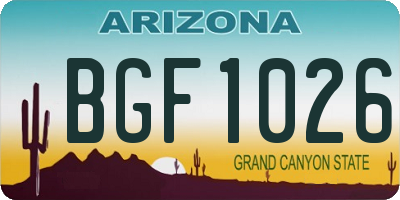 AZ license plate BGF1026