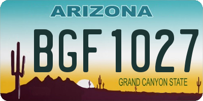 AZ license plate BGF1027