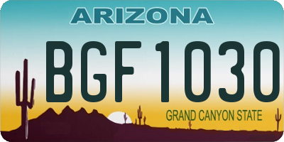 AZ license plate BGF1030
