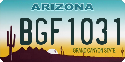 AZ license plate BGF1031