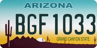 AZ license plate BGF1033