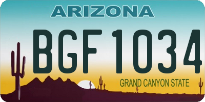 AZ license plate BGF1034