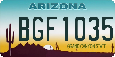 AZ license plate BGF1035