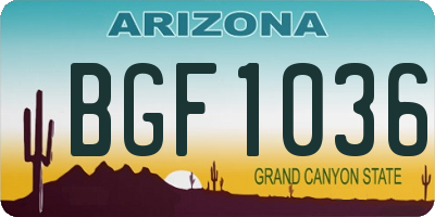 AZ license plate BGF1036