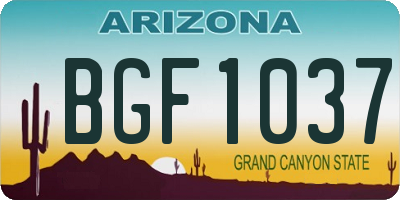 AZ license plate BGF1037