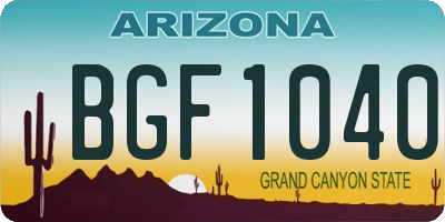 AZ license plate BGF1040