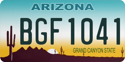 AZ license plate BGF1041