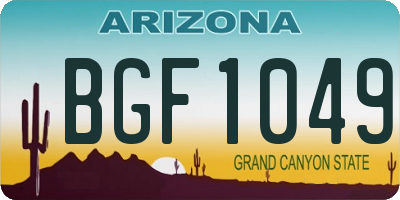 AZ license plate BGF1049