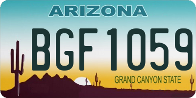 AZ license plate BGF1059