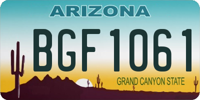 AZ license plate BGF1061